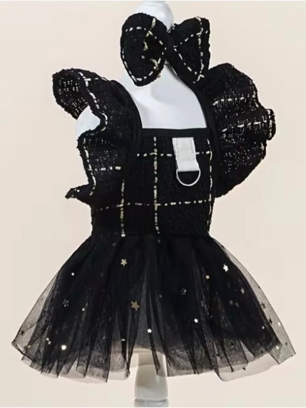 Black Star Tulle Kids Costume Dress with Bow